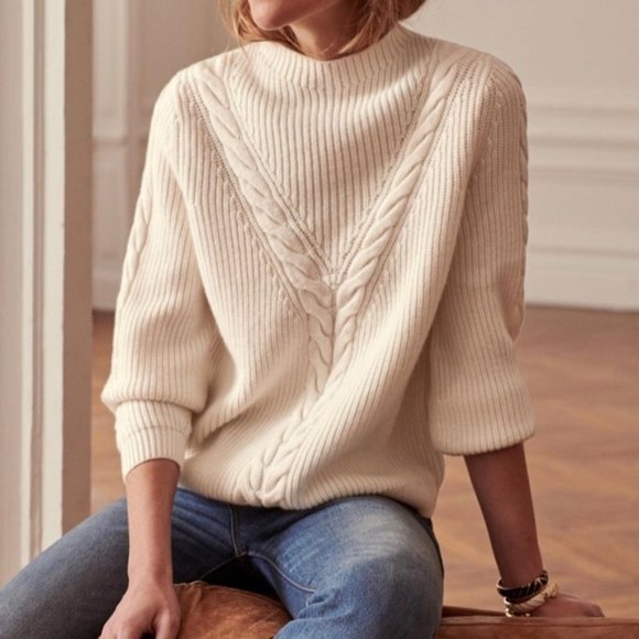 Sezane Sweaters - Sezane NWT Zack Jumper Ecru White Cable Knit Small